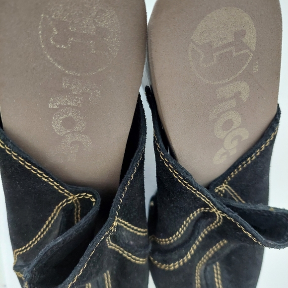 Flogg Black Suede Platform Clogs with Contrast Stitching Size 7.5 - Picture 8 of 8